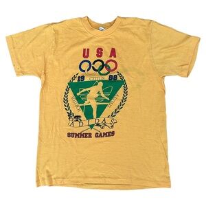 Vintage Adidas Yellow USA 1988 Summer Games Tee